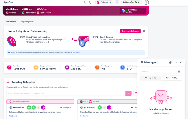Delegation Dashboard & Chat with delegates